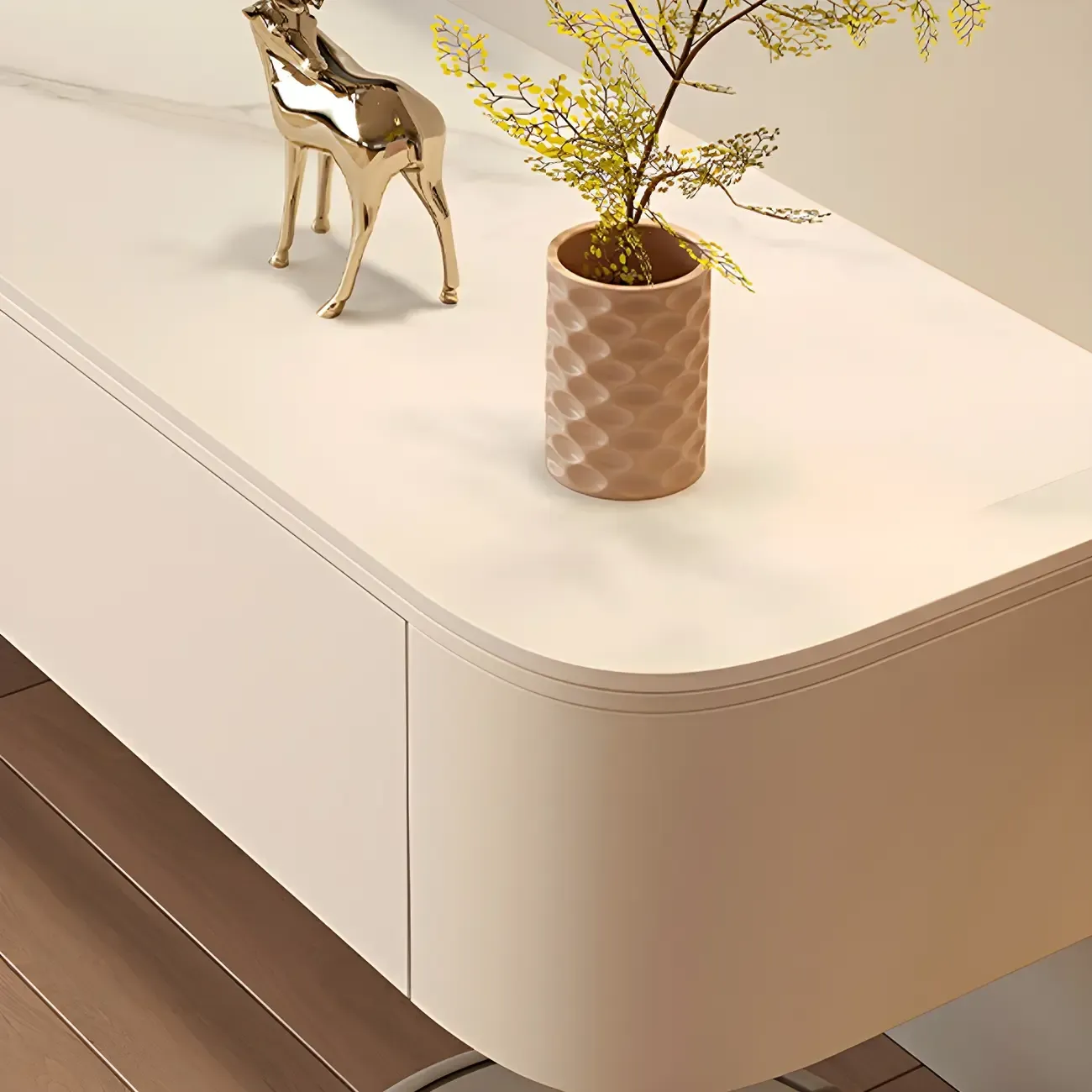 Modern Mueble Flotante Para TV Stand with Storage in White Image - 8