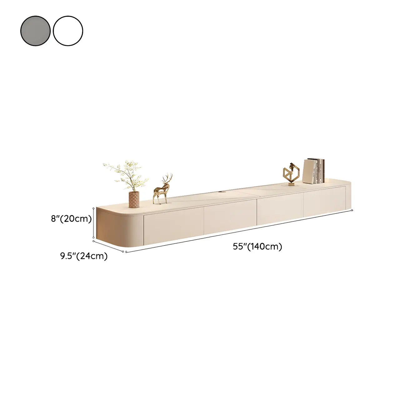 Modern Mueble Flotante Para TV Stand with Storage in White #size | homeyfad
