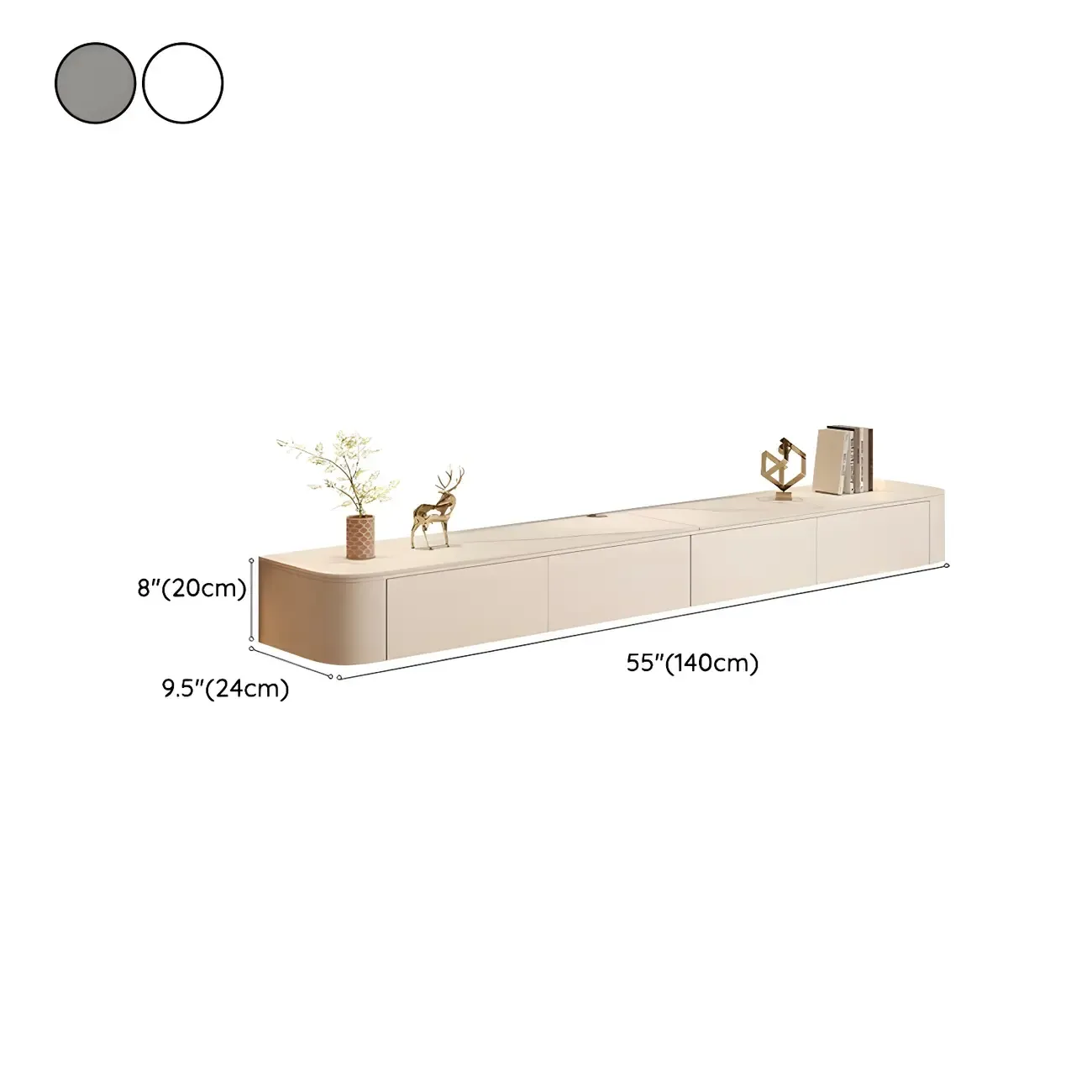 Modern Mueble Flotante Para TV Stand with Storage in White #size