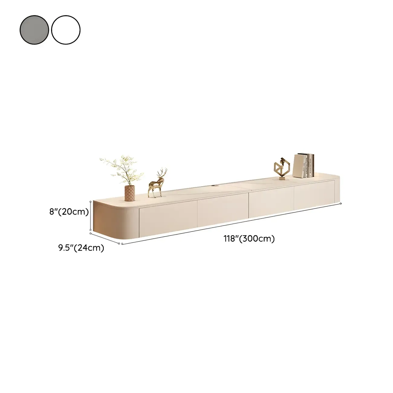 Modern Mueble Flotante Para TV Stand with Storage in White Image - 18