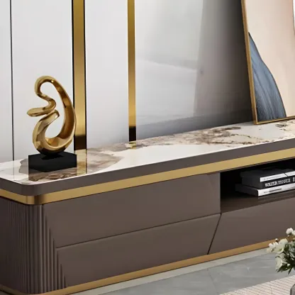 Glam Stone Mueble Para TV Stand with Drawers for Living Room Image - 7