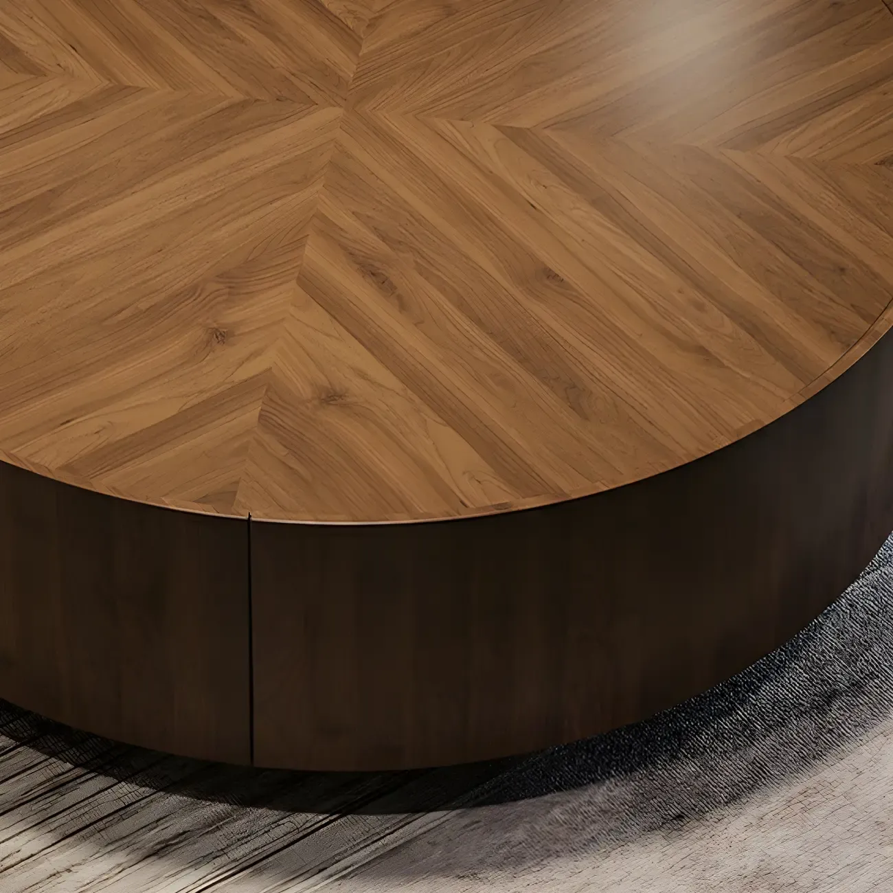 Traditional Brown Round Wood Coffee Table with Storage Image - 6