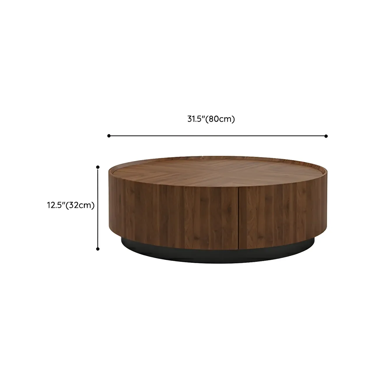 Traditional Brown Round Wood Coffee Table with Storage Image - 10