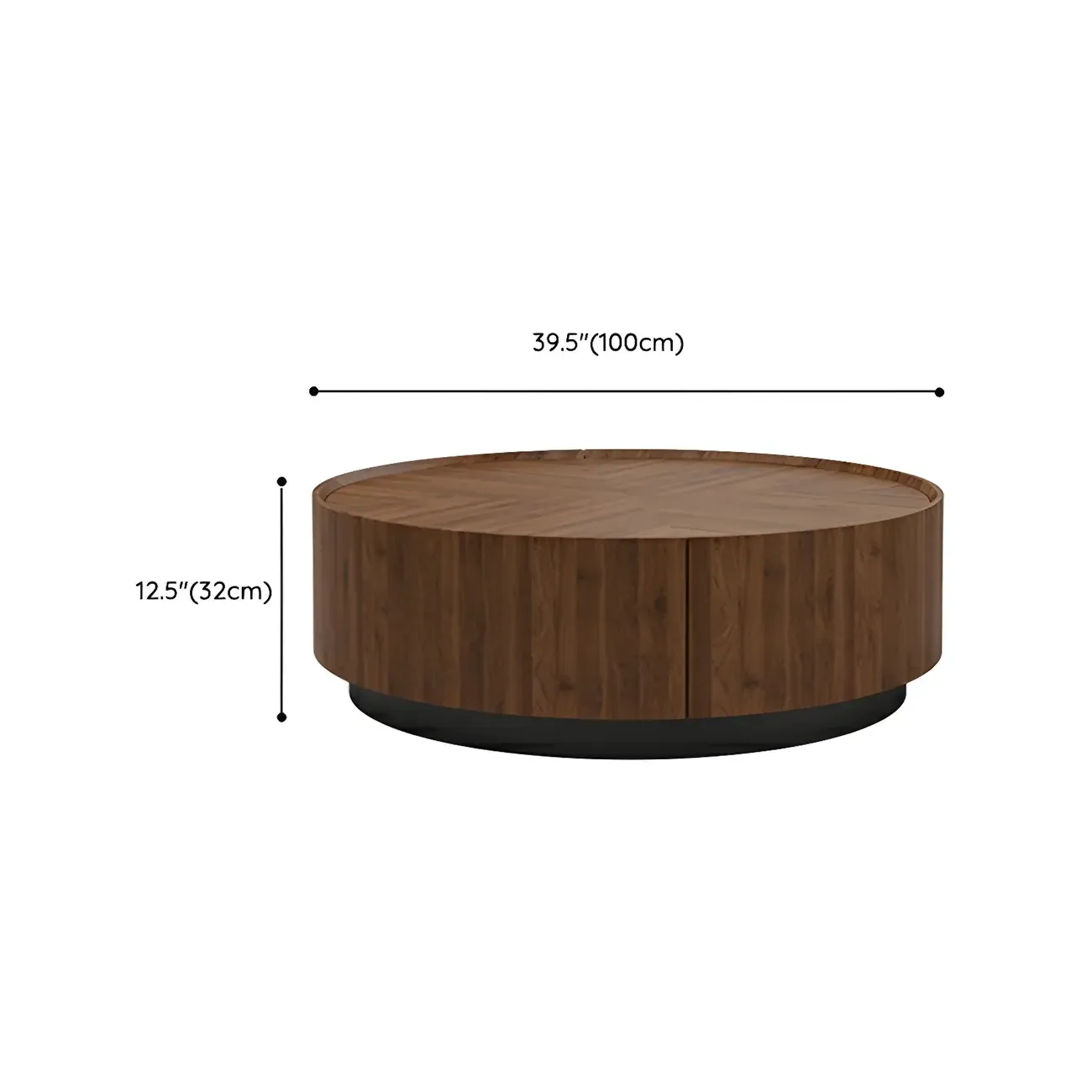 Traditional Brown Round Wood Coffee Table with Storage Image - 11