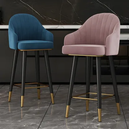 Glam Velvet Upholstered Counter Height Bar Stools Image - 4