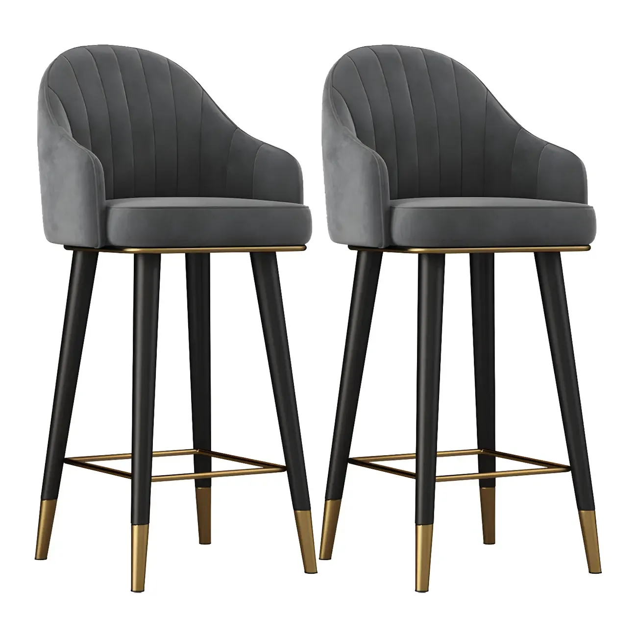 Glam Velvet Upholstered Counter Height Bar Stools Image - 14