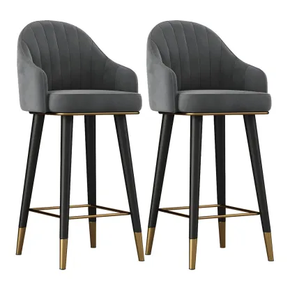 Glam Velvet Upholstered Counter Height Bar Stools Image - 14