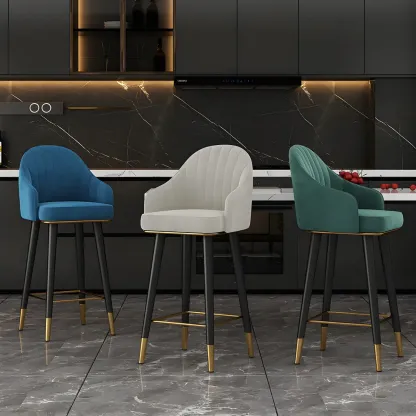 Glam Velvet Upholstered Counter Height Bar Stools Image - 2