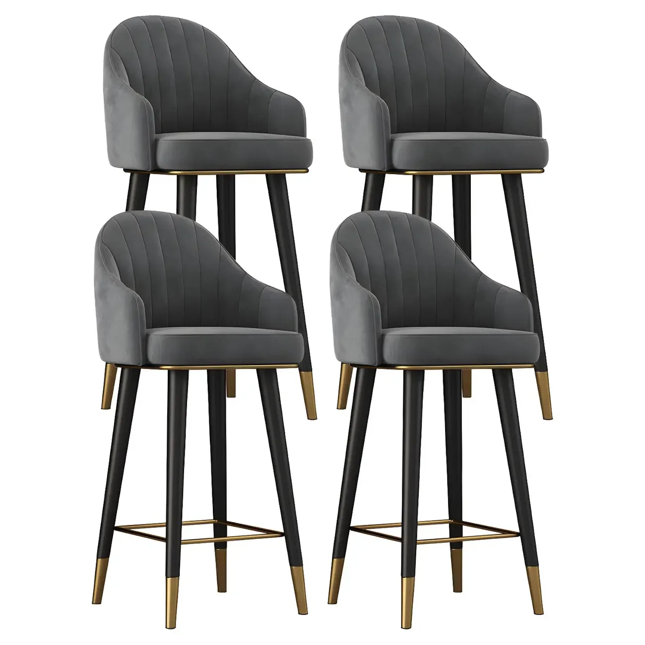 Glam Velvet Upholstered Counter Height Bar Stools Image - 15