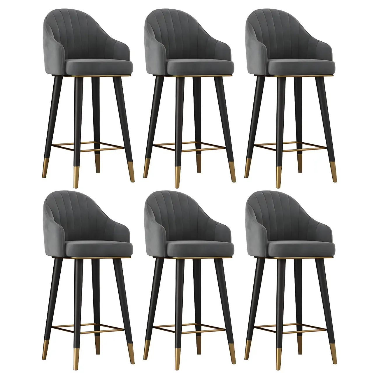 Glam Velvet Upholstered Counter Height Bar Stools Image - 16