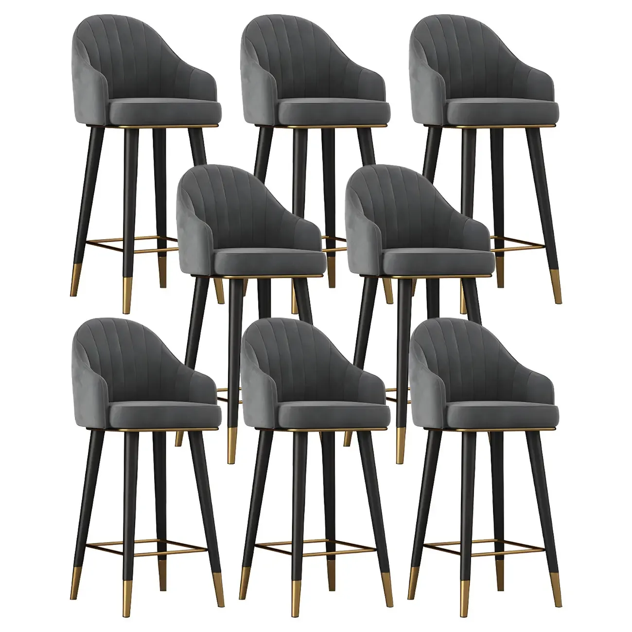 Glam Velvet Upholstered Counter Height Bar Stools Image - 17