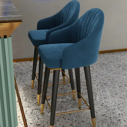 Glam Velvet Upholstered Counter Height Bar Stools Image - 8