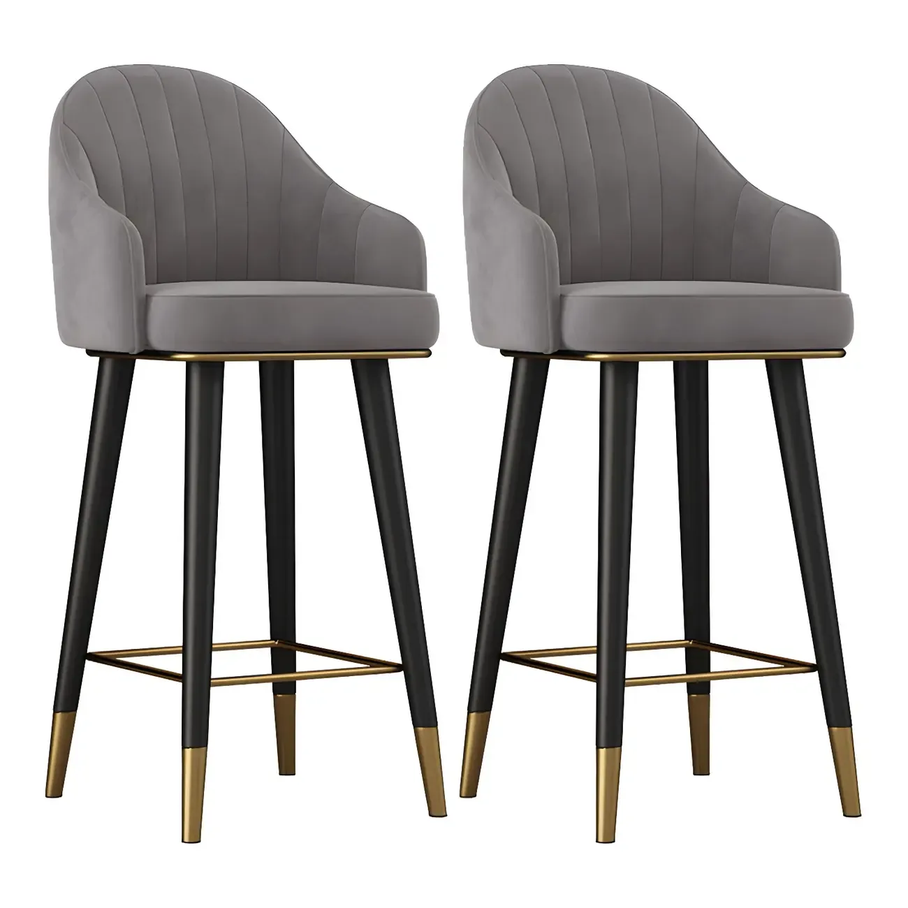 Glam Velvet Upholstered Counter Height Bar Stools Image - 19