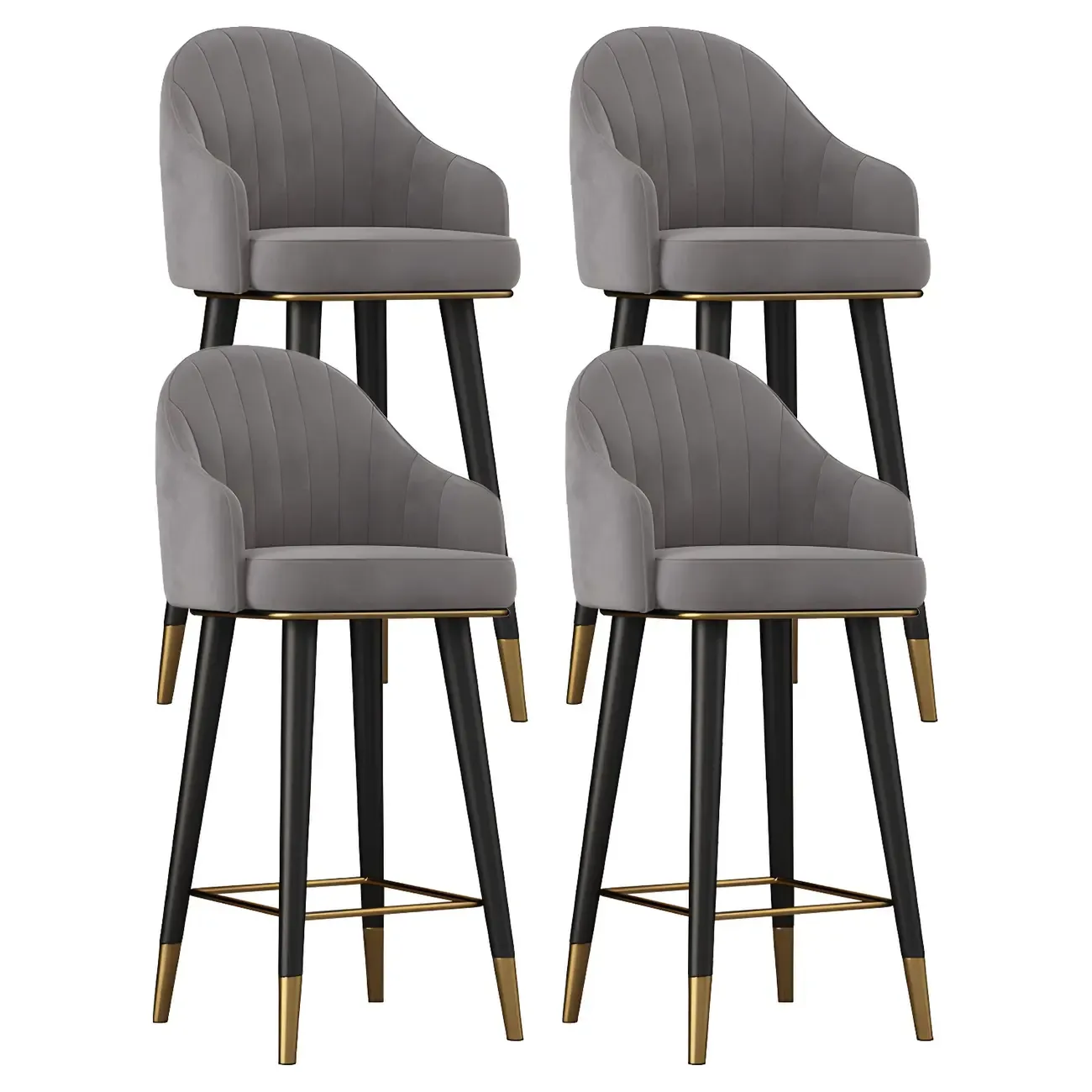 Glam Velvet Upholstered Counter Height Bar Stools Image - 20