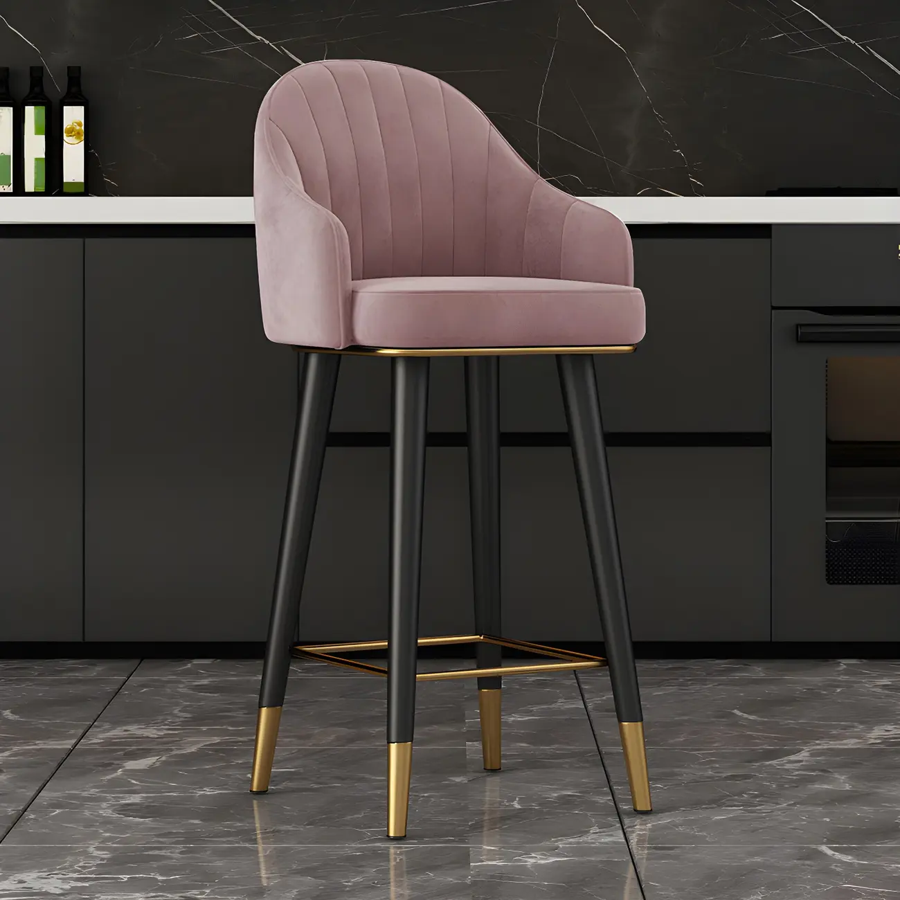 Glam Velvet Upholstered Counter Height Bar Stools Image - 5 | homeyfad