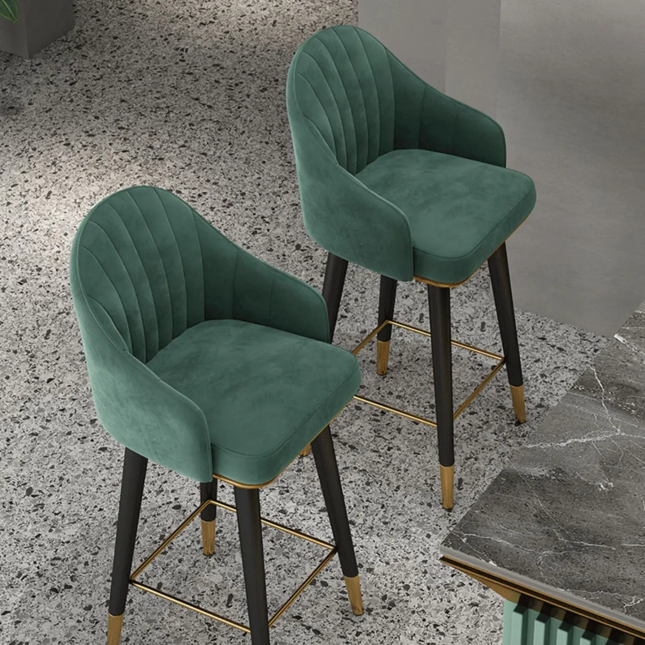 Glam Velvet Upholstered Counter Height Bar Stools Image - 7 | homeyfad