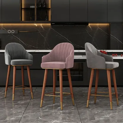 Glam Velvet Upholstered Counter Height Bar Stools Image - 3