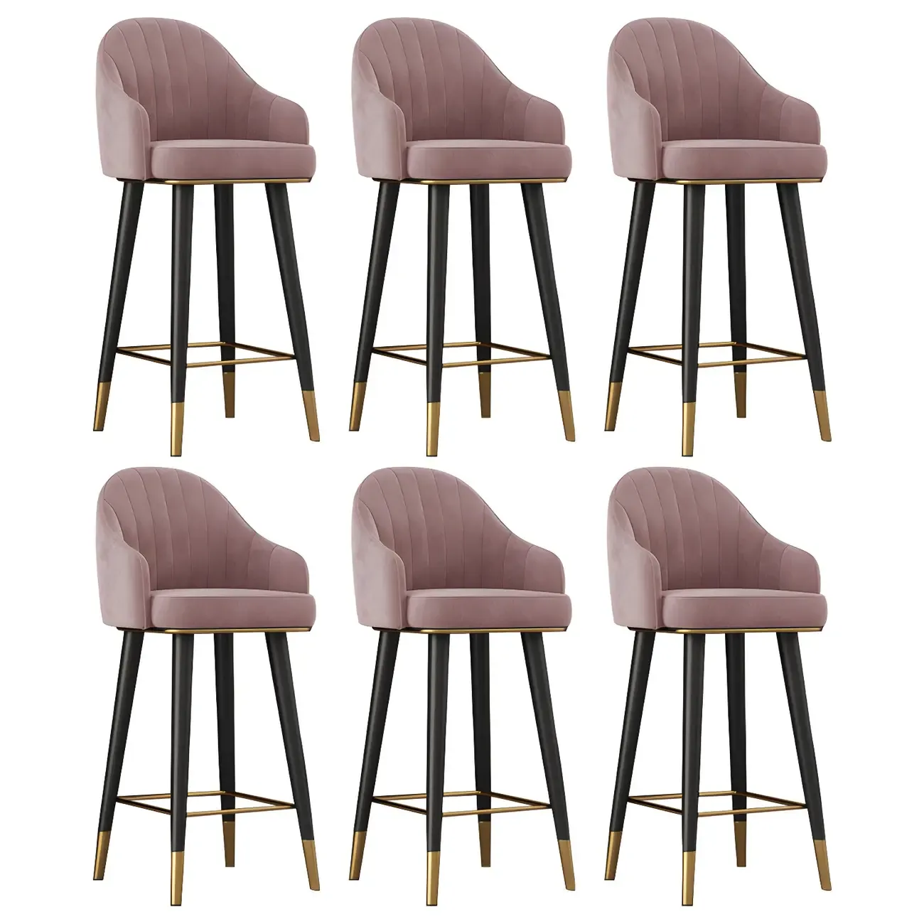 Glam Velvet Upholstered Counter Height Bar Stools Image - 24
