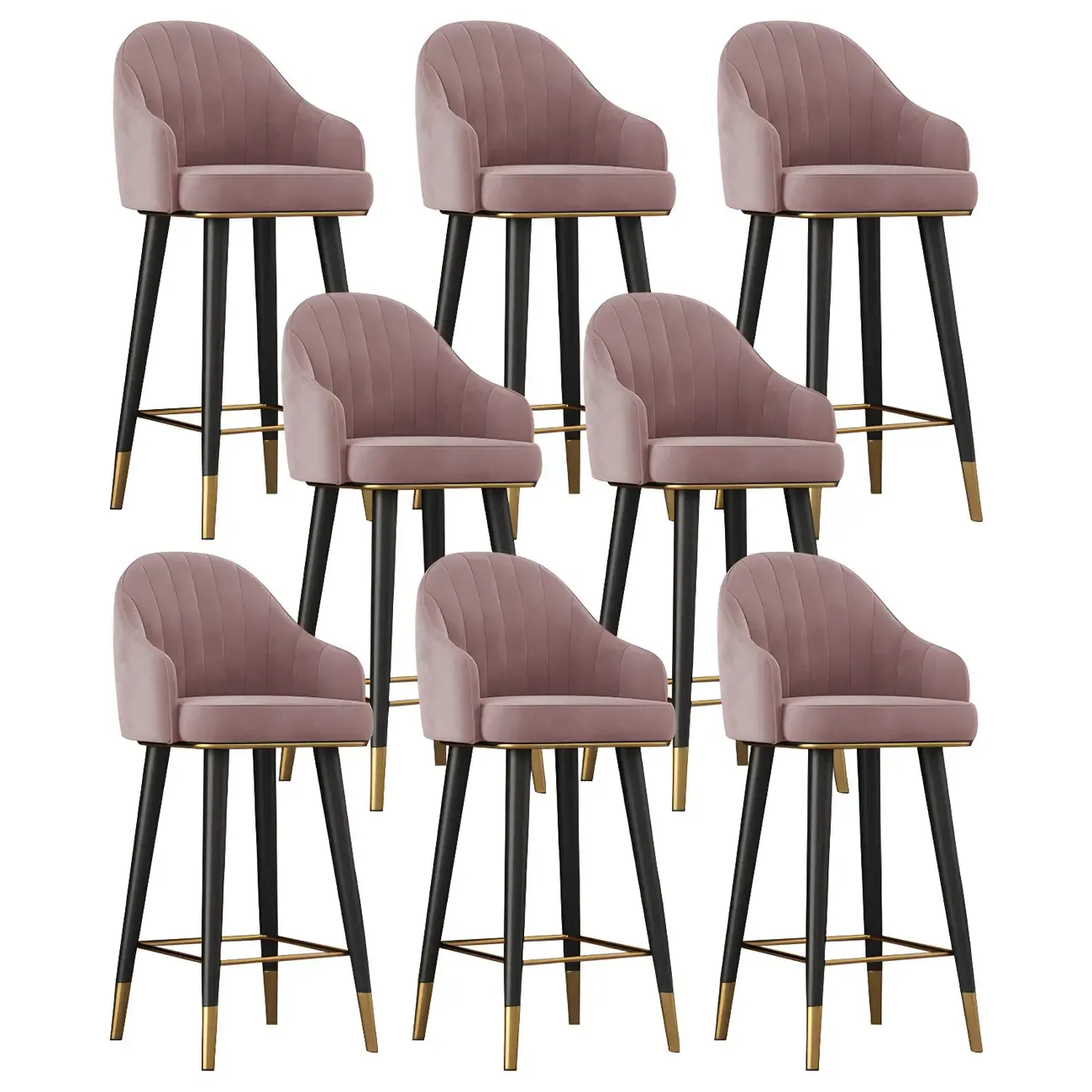 Glam Velvet Upholstered Counter Height Bar Stools Image - 25