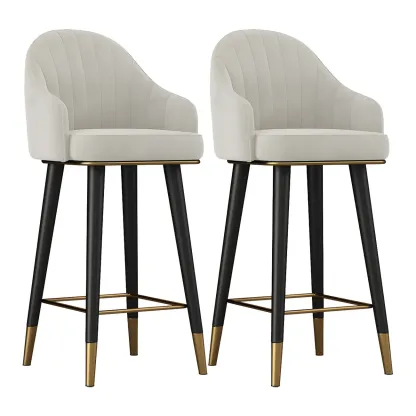 Glam Velvet Upholstered Counter Height Bar Stools Image - 34