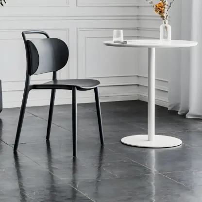 Modern Brown Wood Grain Black Metallic Pedestal Bar Tables Image - 7