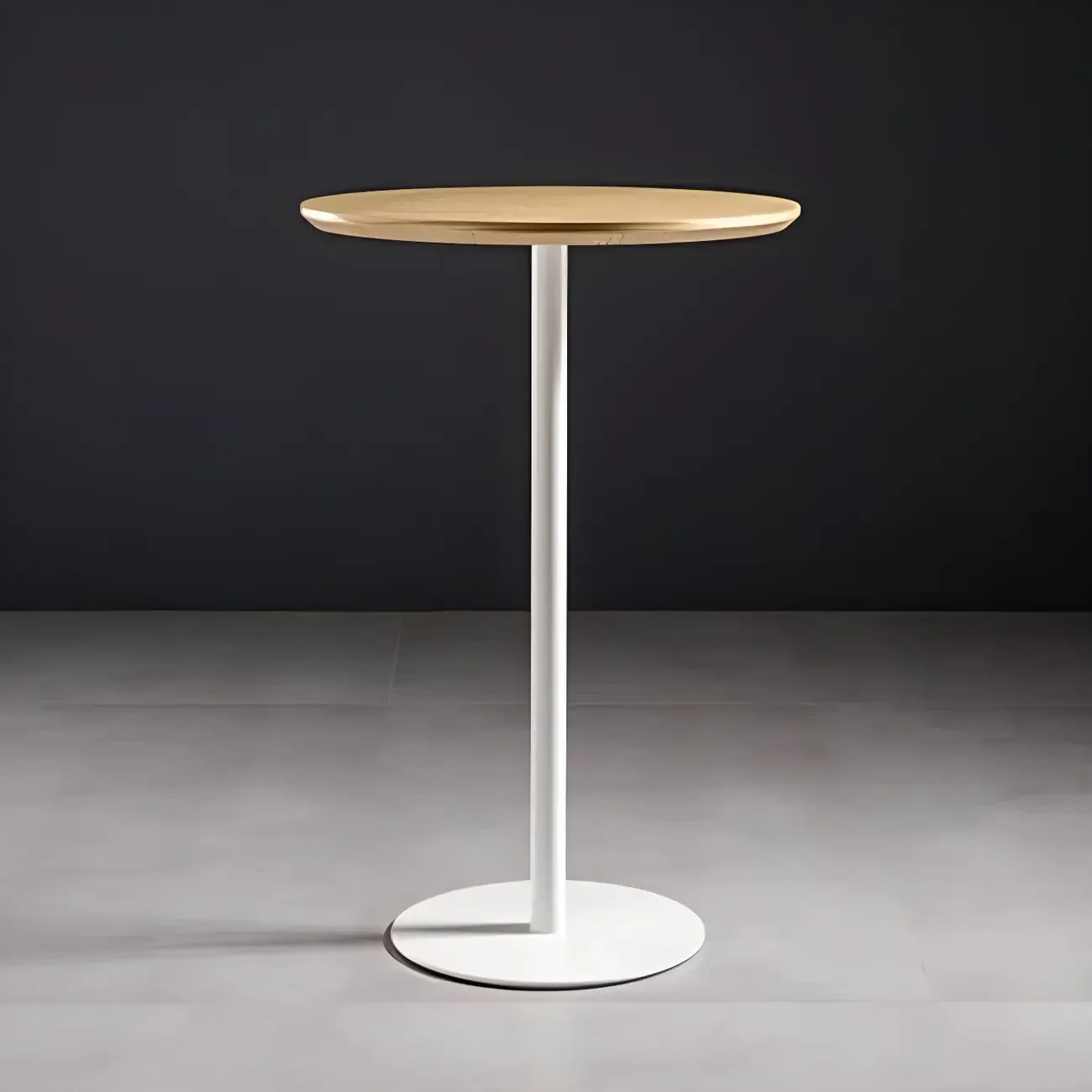 Modern Brown Wood Grain Black Metallic Pedestal Bar Tables Image - 10