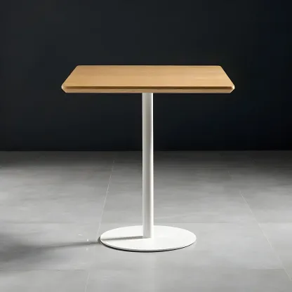 Modern Brown Wood Grain Black Metallic Pedestal Bar Tables Image - 13