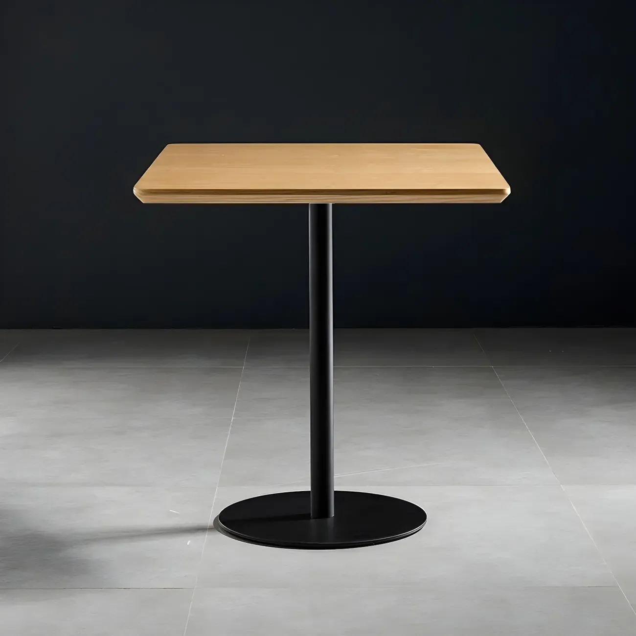 Modern Brown Wood Grain Black Metallic Pedestal Bar Tables Image - 15