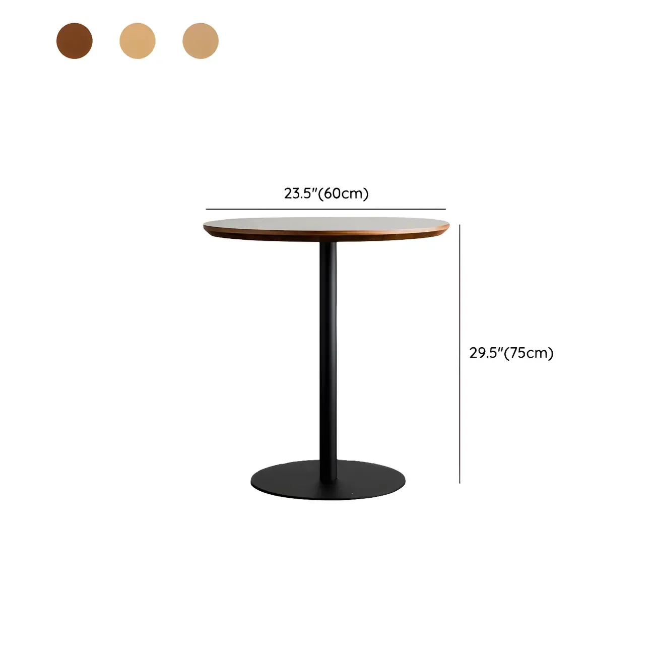 Modern Brown Wood Grain Black Metallic Pedestal Bar Tables #size