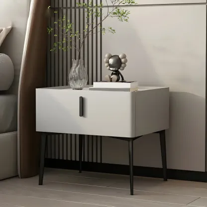 Trendy Narrow Cubic Wooden Nightstand with Legs Image - 2