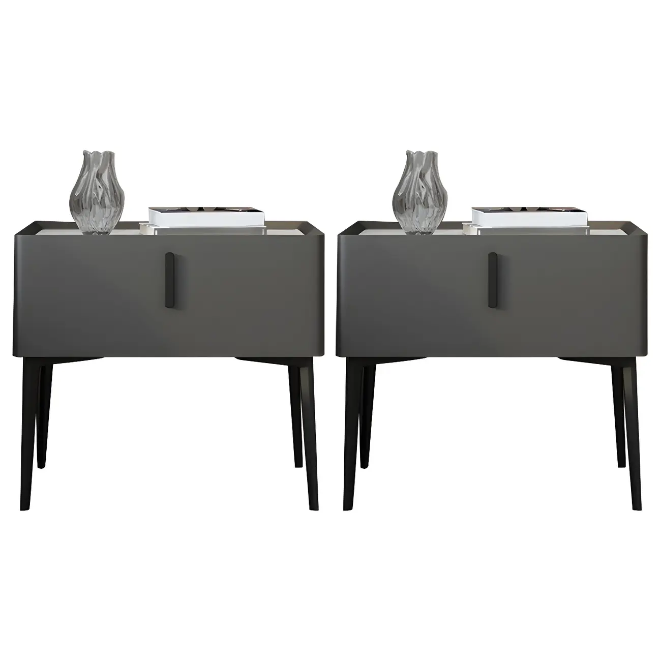 Trendy Narrow Cubic Wooden Nightstand with Legs Image - 6 | homeyfad