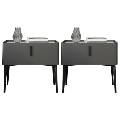 Trendy Narrow Cubic Wooden Nightstand with Legs Image - 6