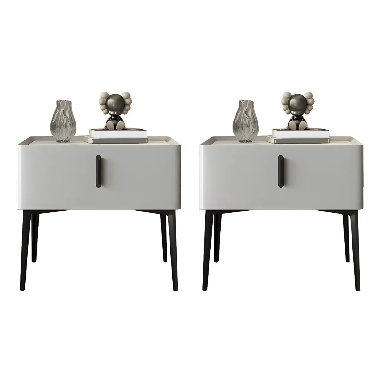 Trendy Narrow Cubic Wooden Nightstand with Legs Image - 8 | homeyfad