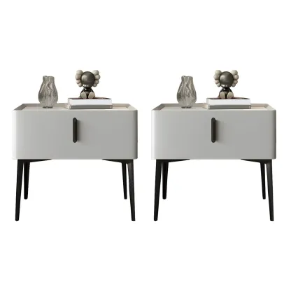 Trendy Narrow Cubic Wooden Nightstand with Legs Image - 8