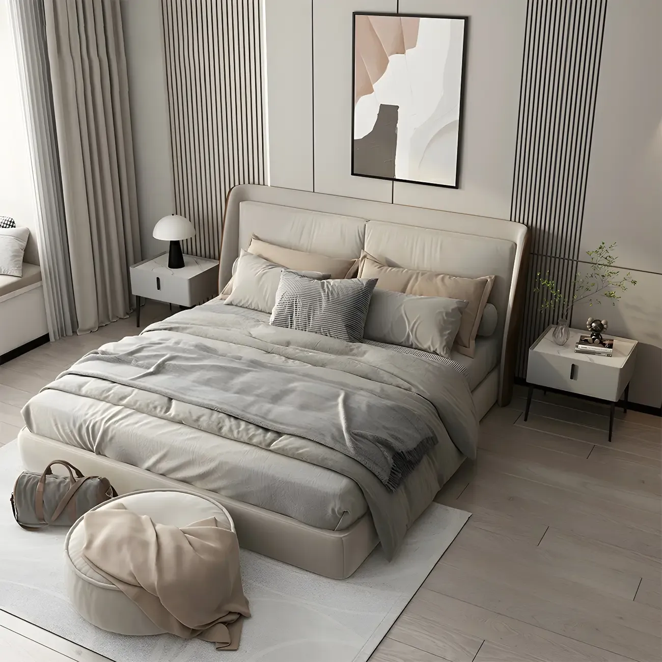 Trendy Narrow Cubic Wooden Nightstand with Legs Image - 3