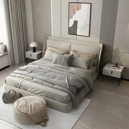 Trendy Narrow Cubic Wooden Nightstand with Legs Image - 3