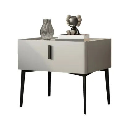 Trendy Narrow Cubic Wooden Nightstand with Legs Image - 10