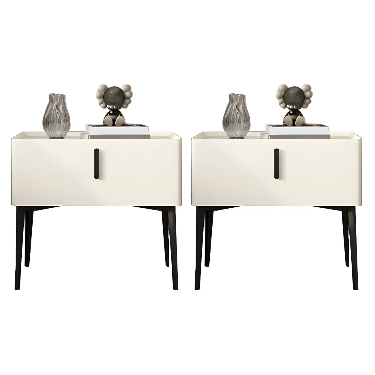 Trendy Narrow Cubic Wooden Nightstand with Legs Image - 11 | homeyfad