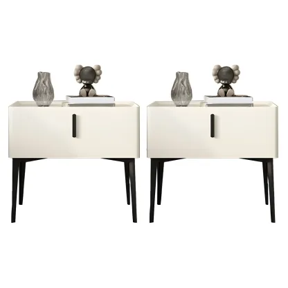 Trendy Narrow Cubic Wooden Nightstand with Legs Image - 11