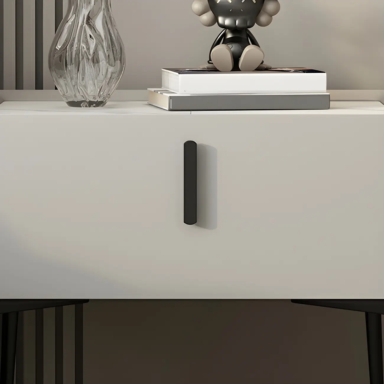 Trendy Narrow Cubic Wooden Nightstand with Legs Image - 12 | homeyfad