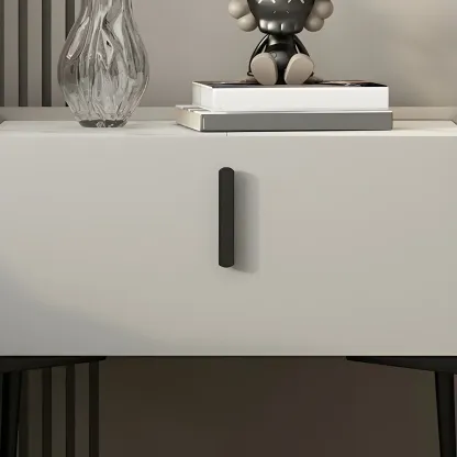 Trendy Narrow Cubic Wooden Nightstand with Legs Image - 12