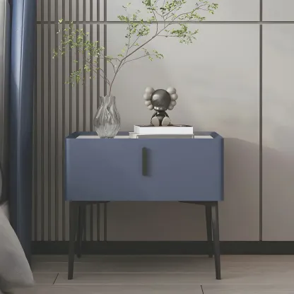 Trendy Narrow Cubic Wooden Nightstand with Legs Image - 13