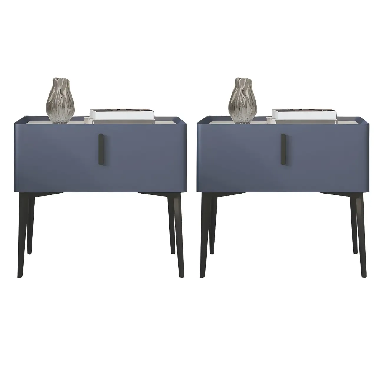 Trendy Narrow Cubic Wooden Nightstand with Legs Image - 15