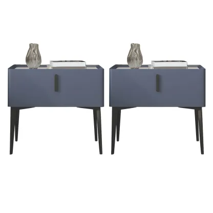 Trendy Narrow Cubic Wooden Nightstand with Legs Image - 15