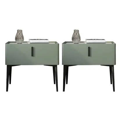 Trendy Narrow Cubic Wooden Nightstand with Legs Image - 19