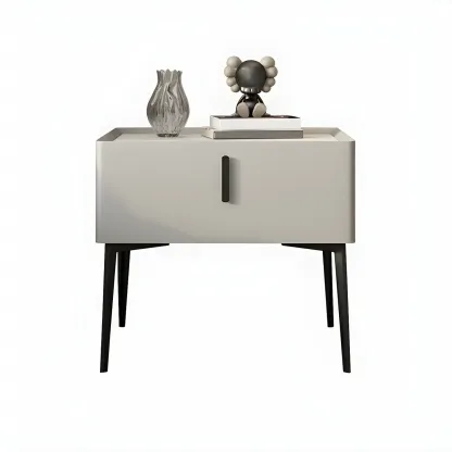Trendy Narrow Cubic Wooden Nightstand with Legs Image - 20