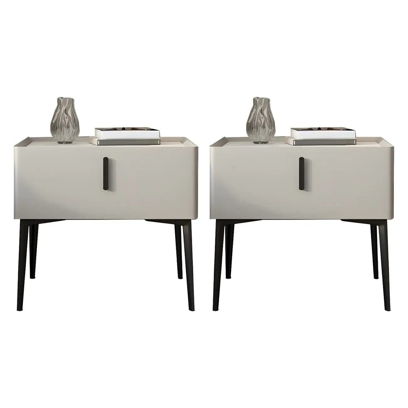 Trendy Narrow Cubic Wooden Nightstand with Legs Image - 21