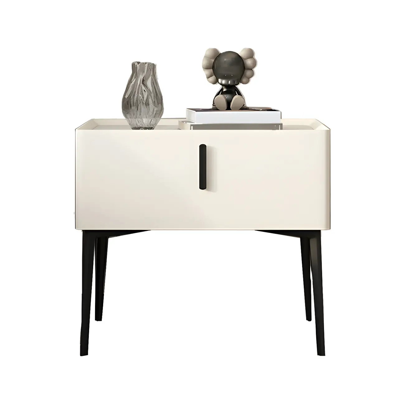 Trendy Narrow Cubic Wooden Nightstand with Legs Image - 25 | homeyfad