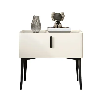 Trendy Narrow Cubic Wooden Nightstand with Legs Image - 25