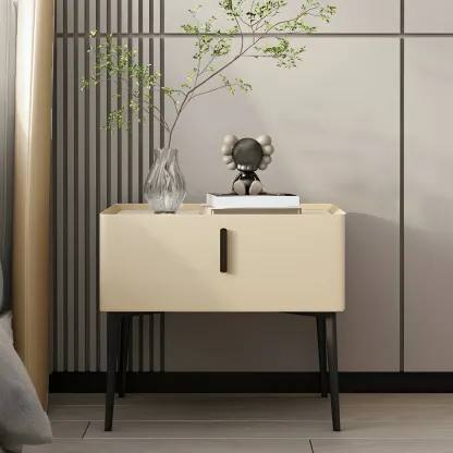 Trendy Narrow Cubic Wooden Nightstand with Legs Image - 27